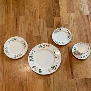 5 Piece Place Setting for 12: Bone China Floral Dinnerware Set